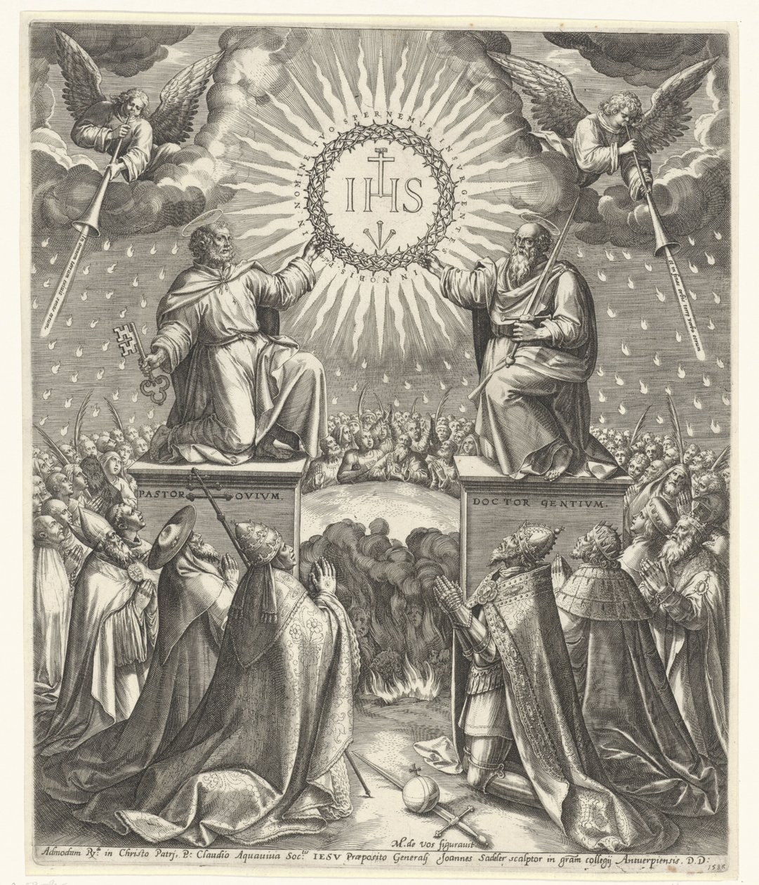 Aanbidding van het monogram van Christus   1360245   no       norwegian Successfully Translated  Original: Ruïne met rechthoekige toren Ruinarum variarum fabricarum delineationes pictoribus caeterisque id genus artificibus multum utiles (series title) Tran av Johann Sadeler (I)