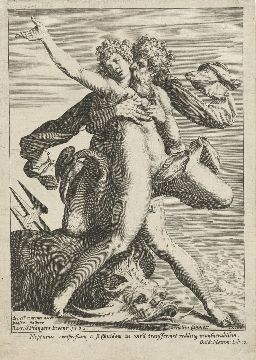 Caenis omfavnet av Neptun av Johann Sadeler (I)
