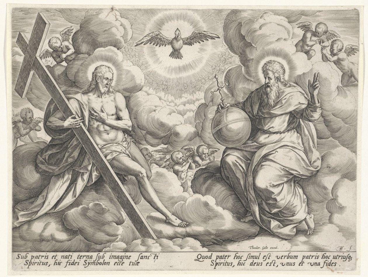 Den hellige treenighet i skyene av Johann Sadeler (I)