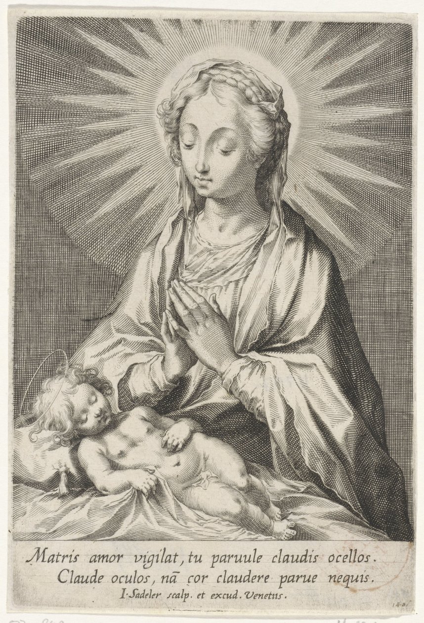 Maria forguder det sovende Kristusbarnet av Johann Sadeler (I)