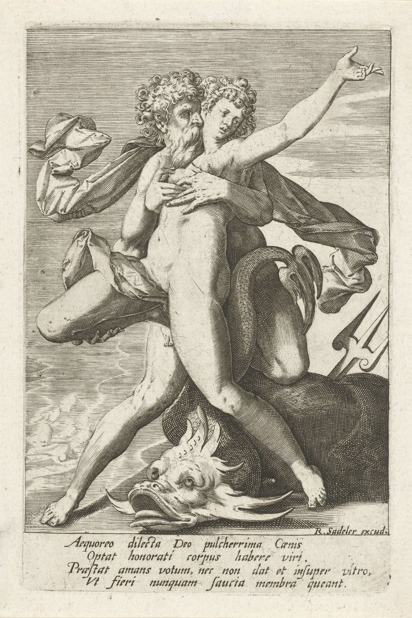 Neptun overrasker Caenis av Johann Sadeler (I)