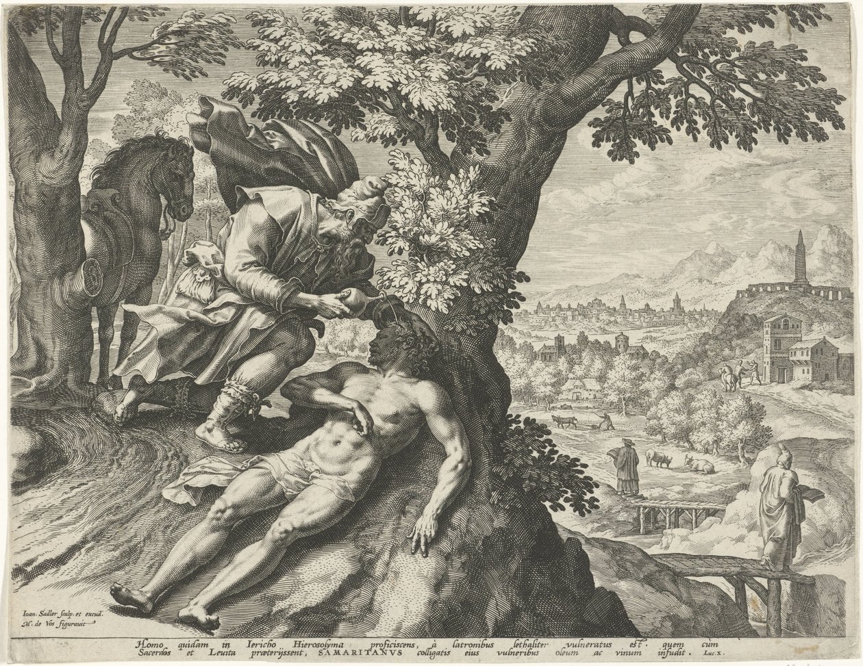 Lignelse om den barmhjertige samaritan av Johann Sadeler (I)