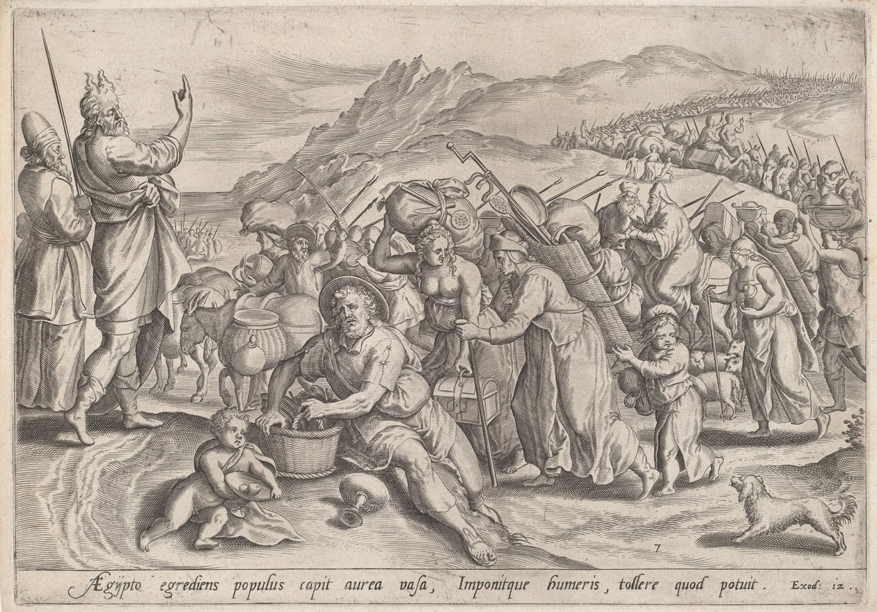 Utvandringen fra Egypt, ca. 1585. av Johann Sadeler I