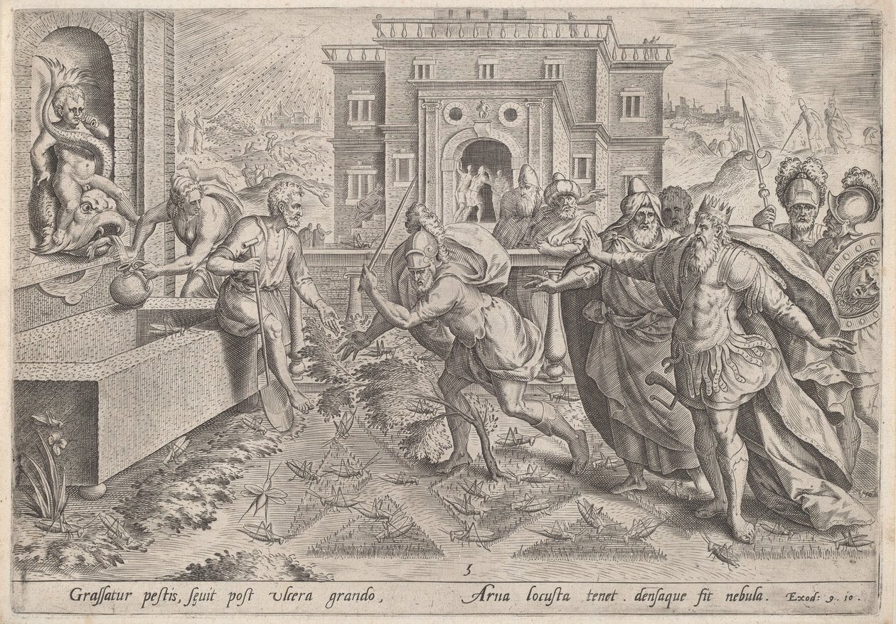 Pesten av gresshopper, ca. 1585. av Johann Sadeler I