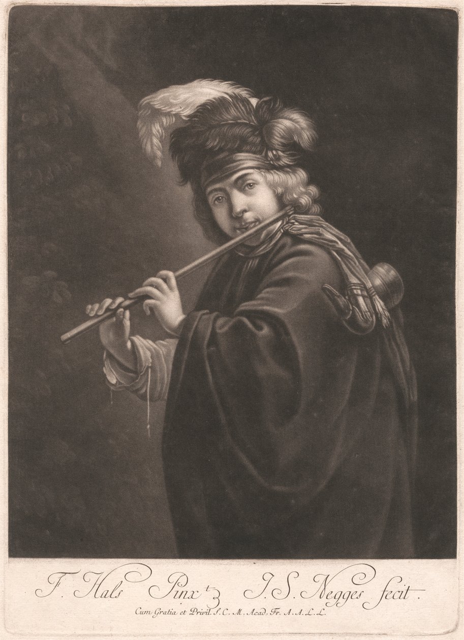 Gutt som spiller fløyte av Johann Simon Negges