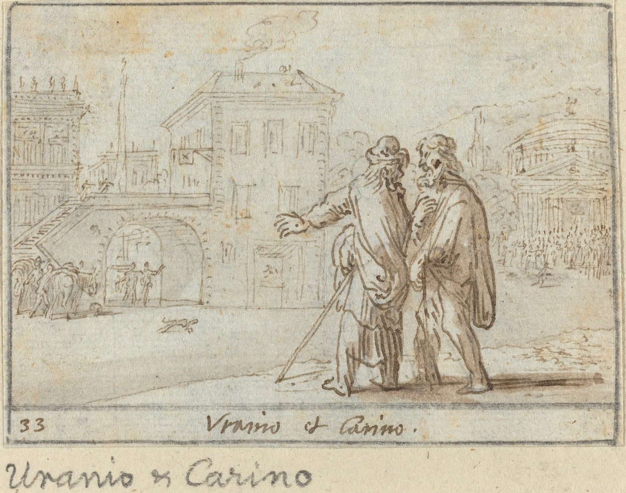 Uranio og Carino, 1640. av Johann Wilhelm Baur