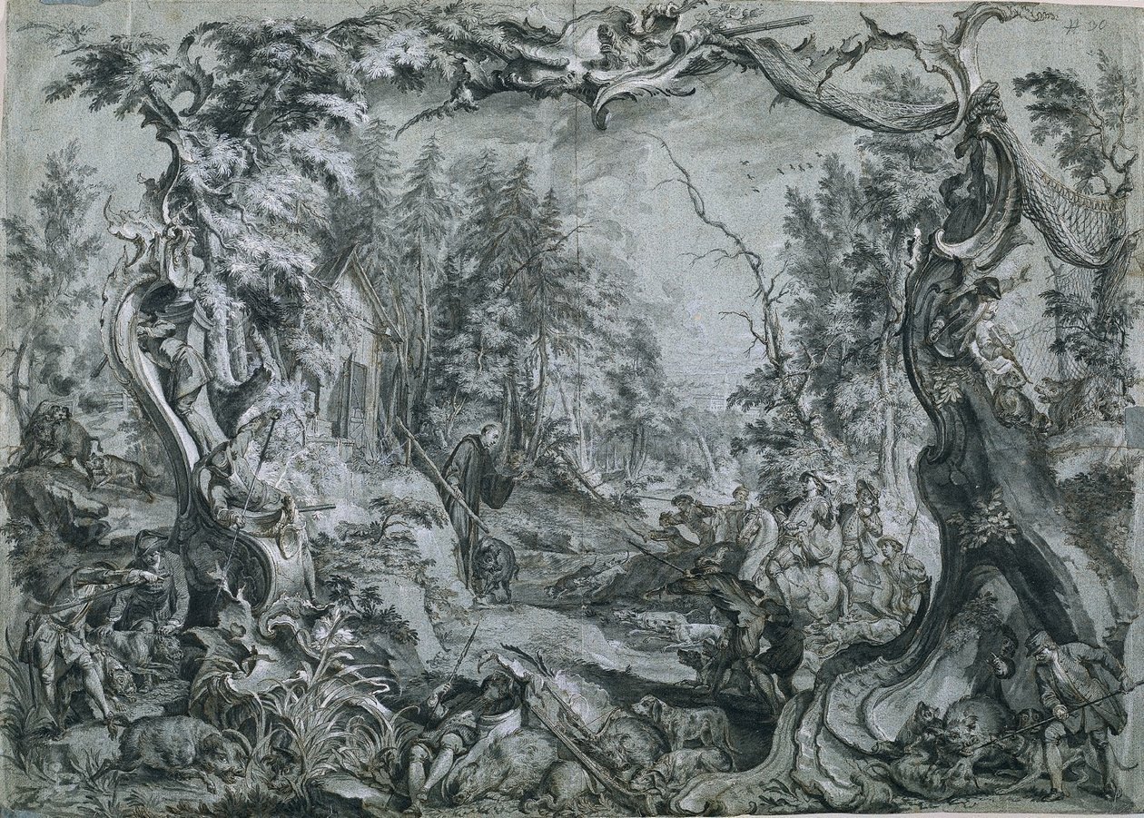 Saint Deicolus and the Boar, 1747-1748. av Johann Wolfgang Baumgartner