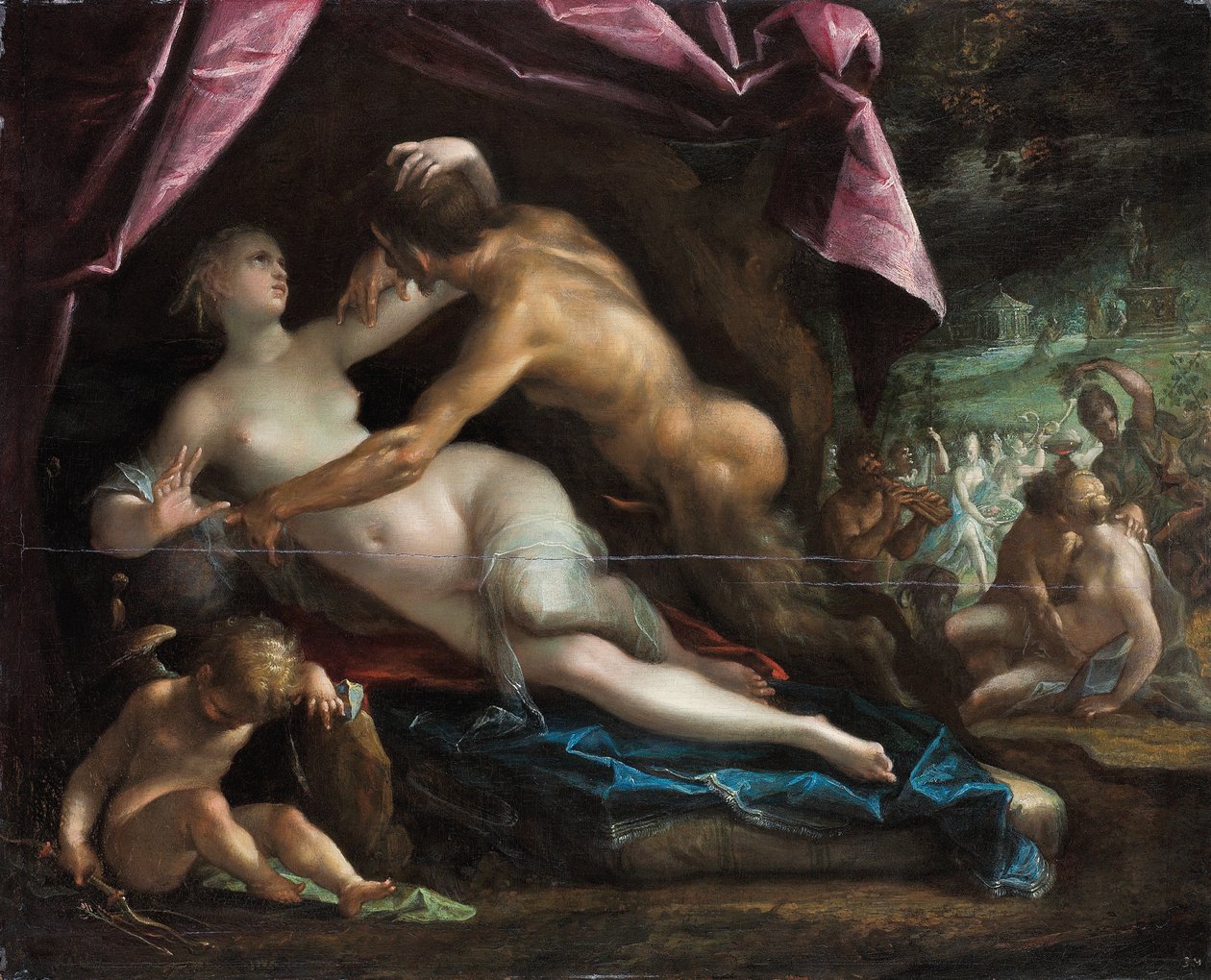 Pan og Selene av Johann or Hans von Aachen