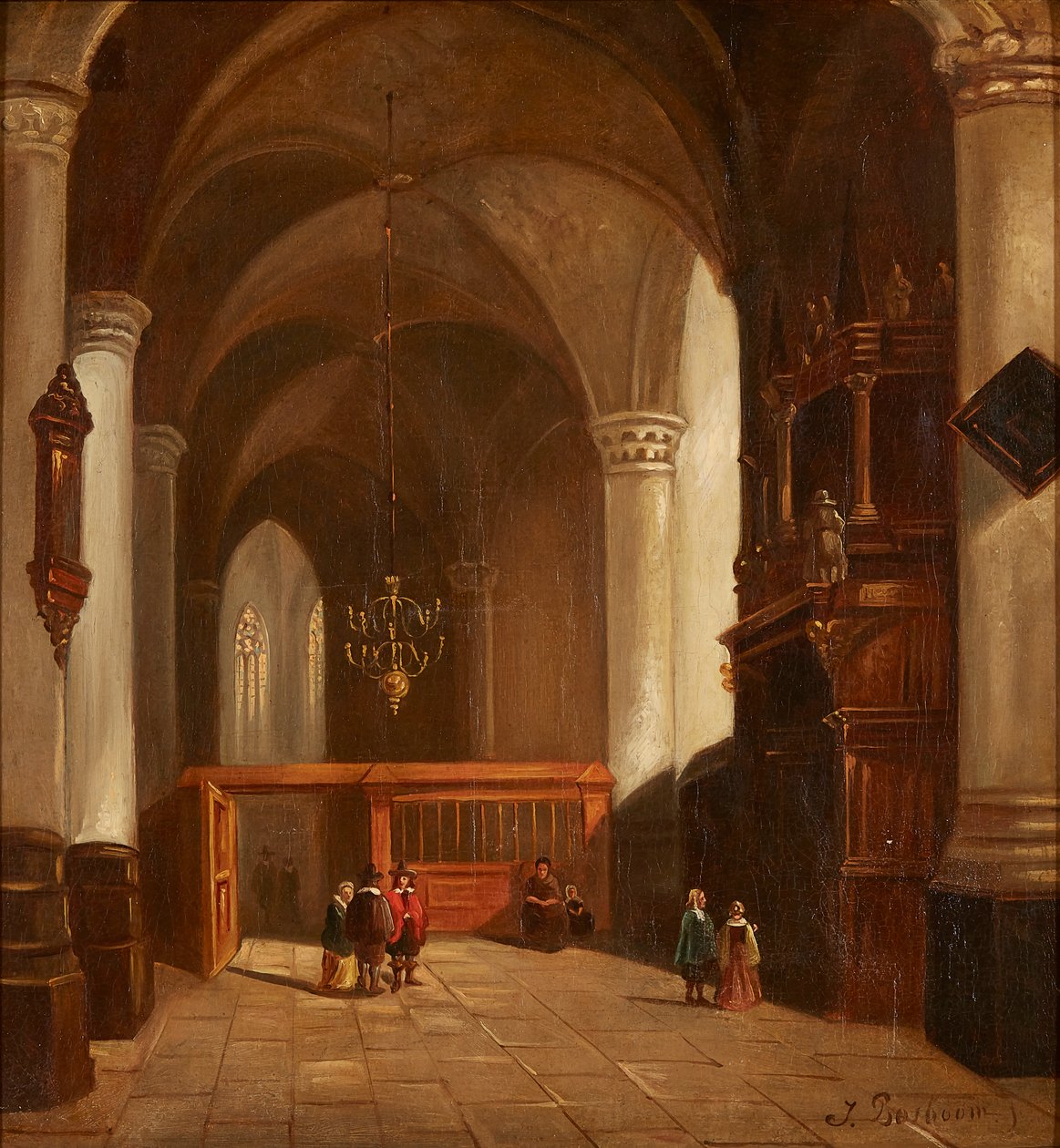 Kirkens interiør (olje på lerret) av Johannes Bosboom