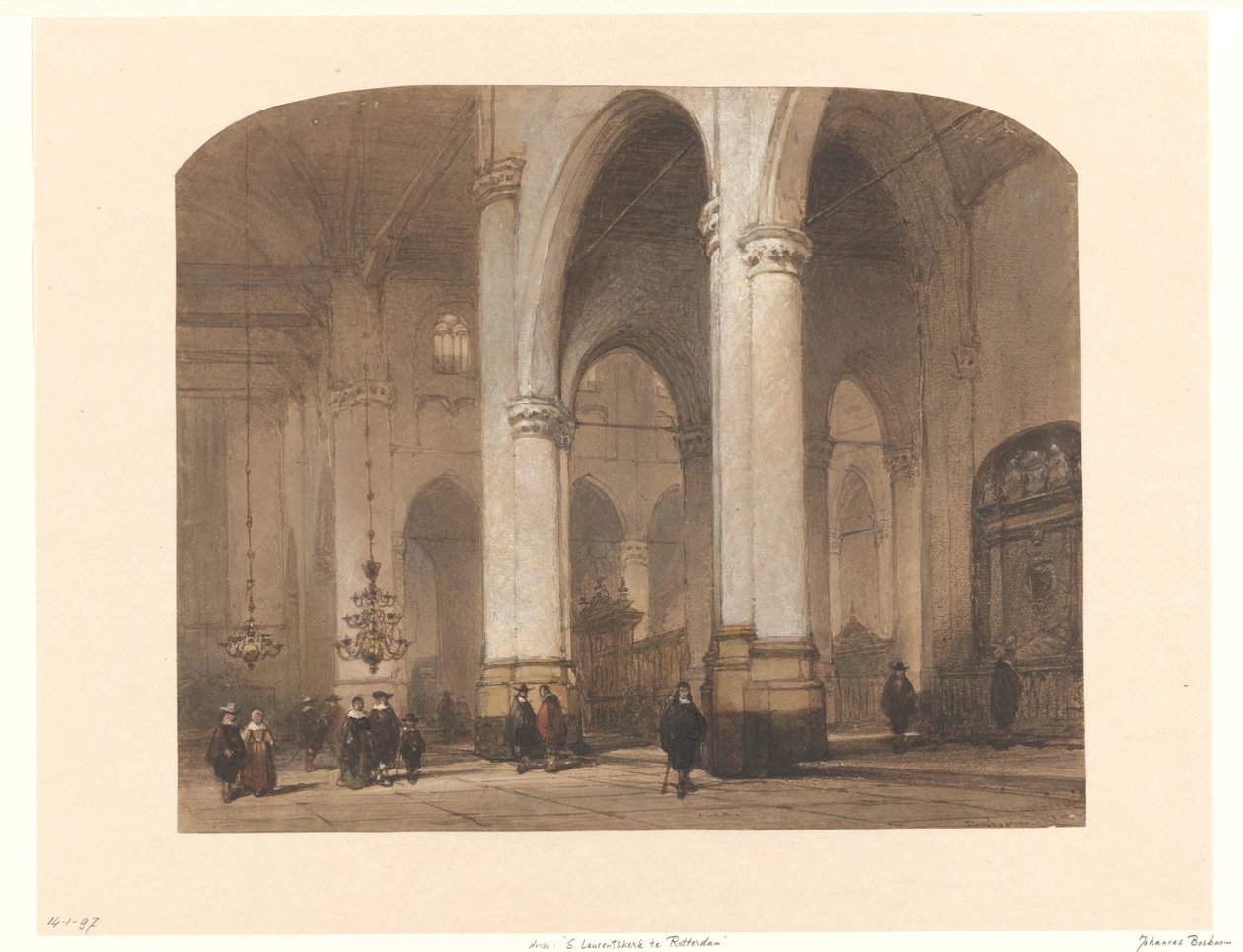 Utsikt i St. Laurenskerk i Rotterdam av Johannes Bosboom
