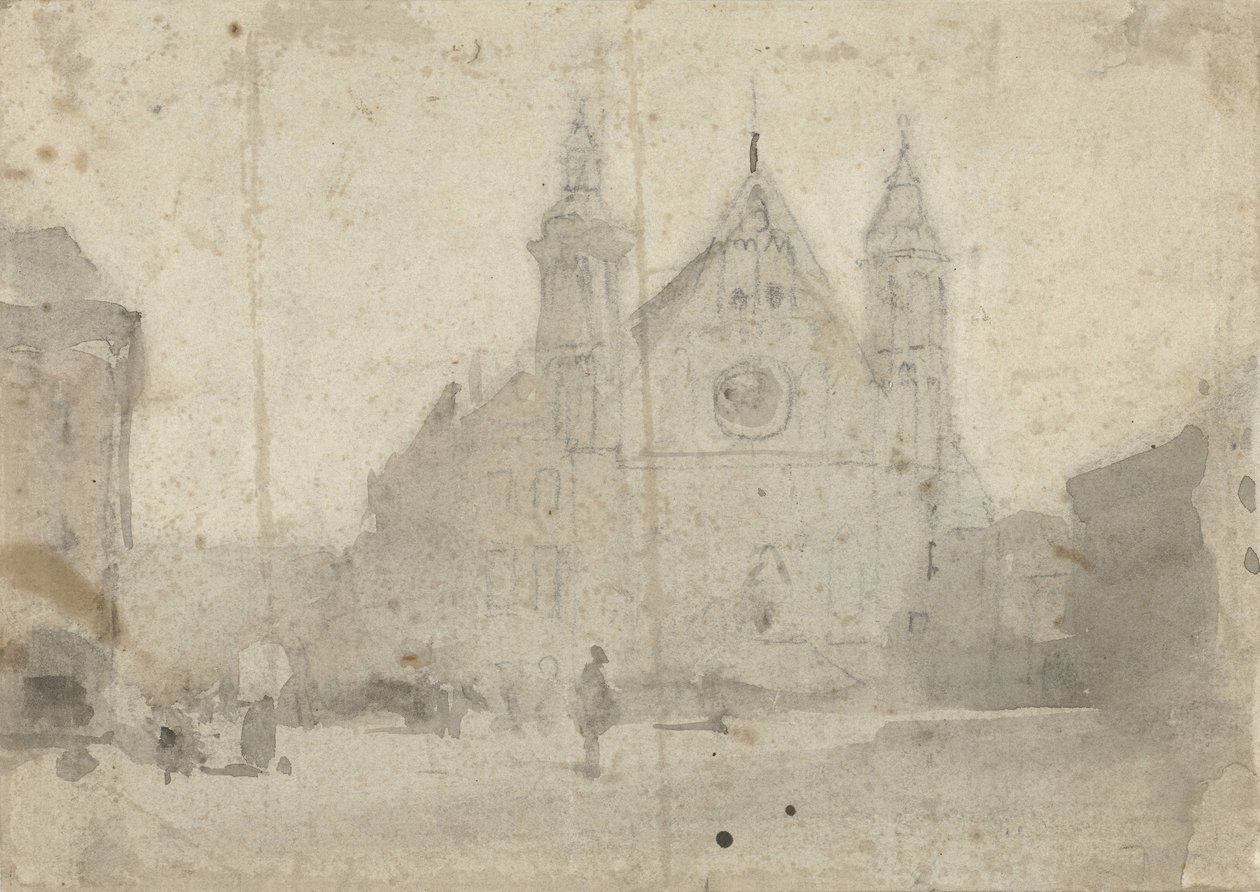 Utsikt over Ridderzaal ved Binnenhof av Johannes Bosboom