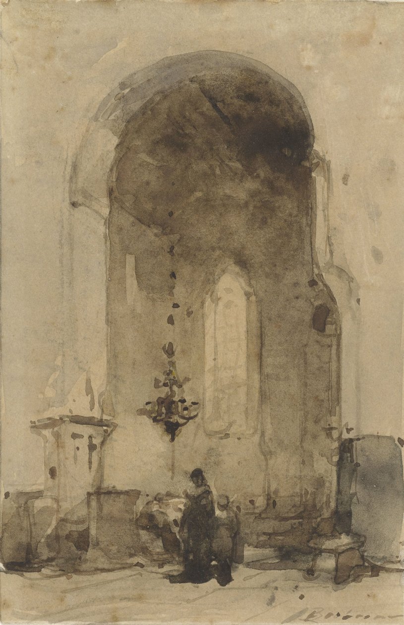 Interiør i Geertekerk i Utrecht av Johannes Bosboom