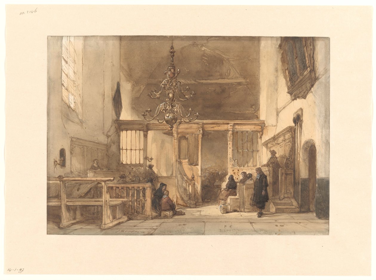 Interiør i en kirke i Utrecht av Johannes Bosboom