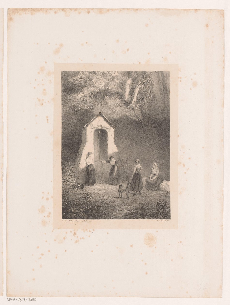 Fire jenter ved en brønn av Johannes Christiaan d