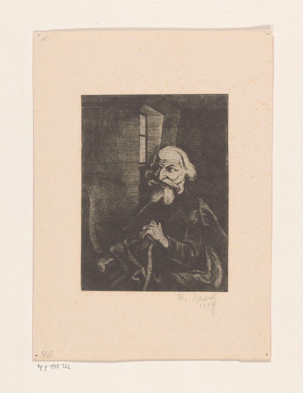 Gammel sittende mann av Johannes Driesch (signed by artist)