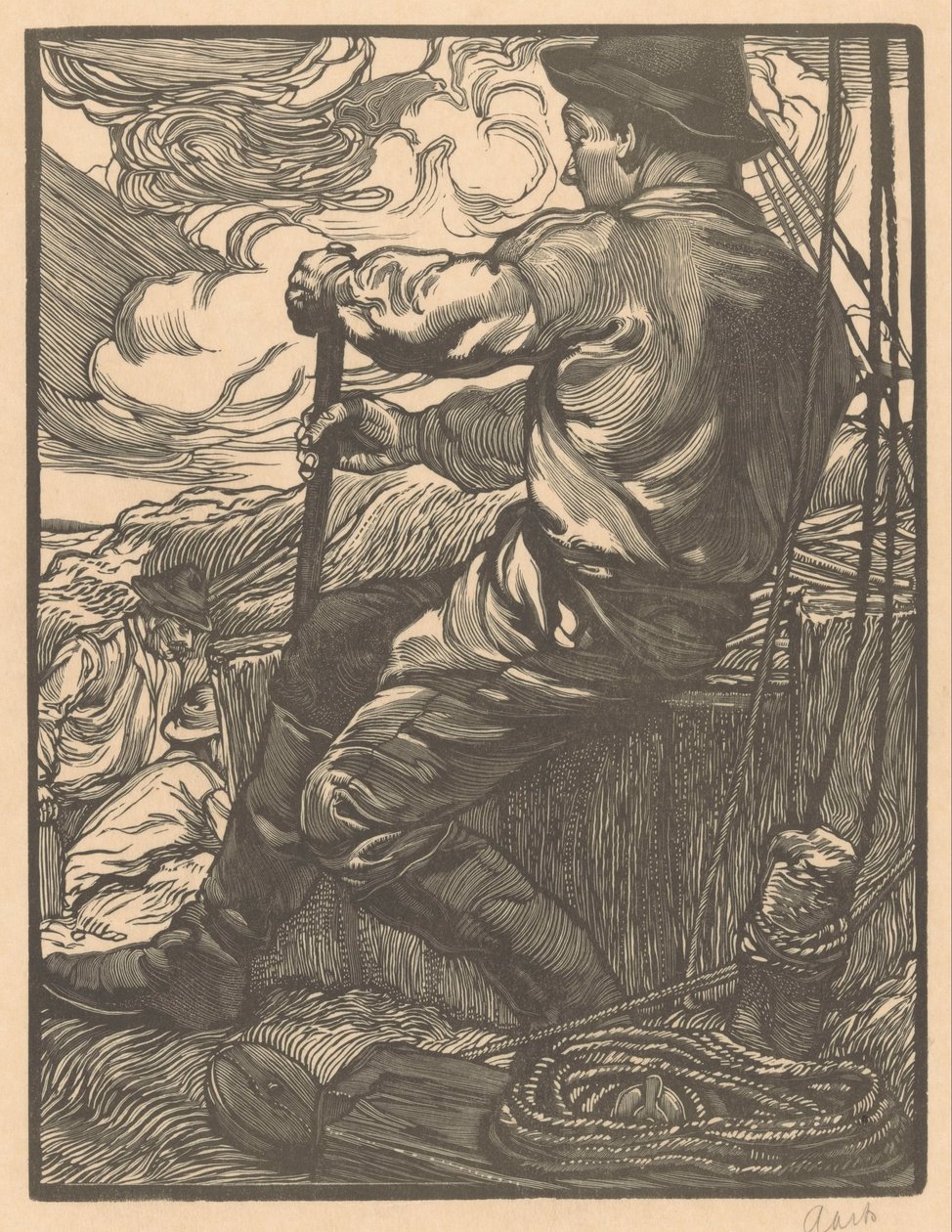 Nysgjerrig arbeider av Johannes Josephus Aarts (signed by artist)