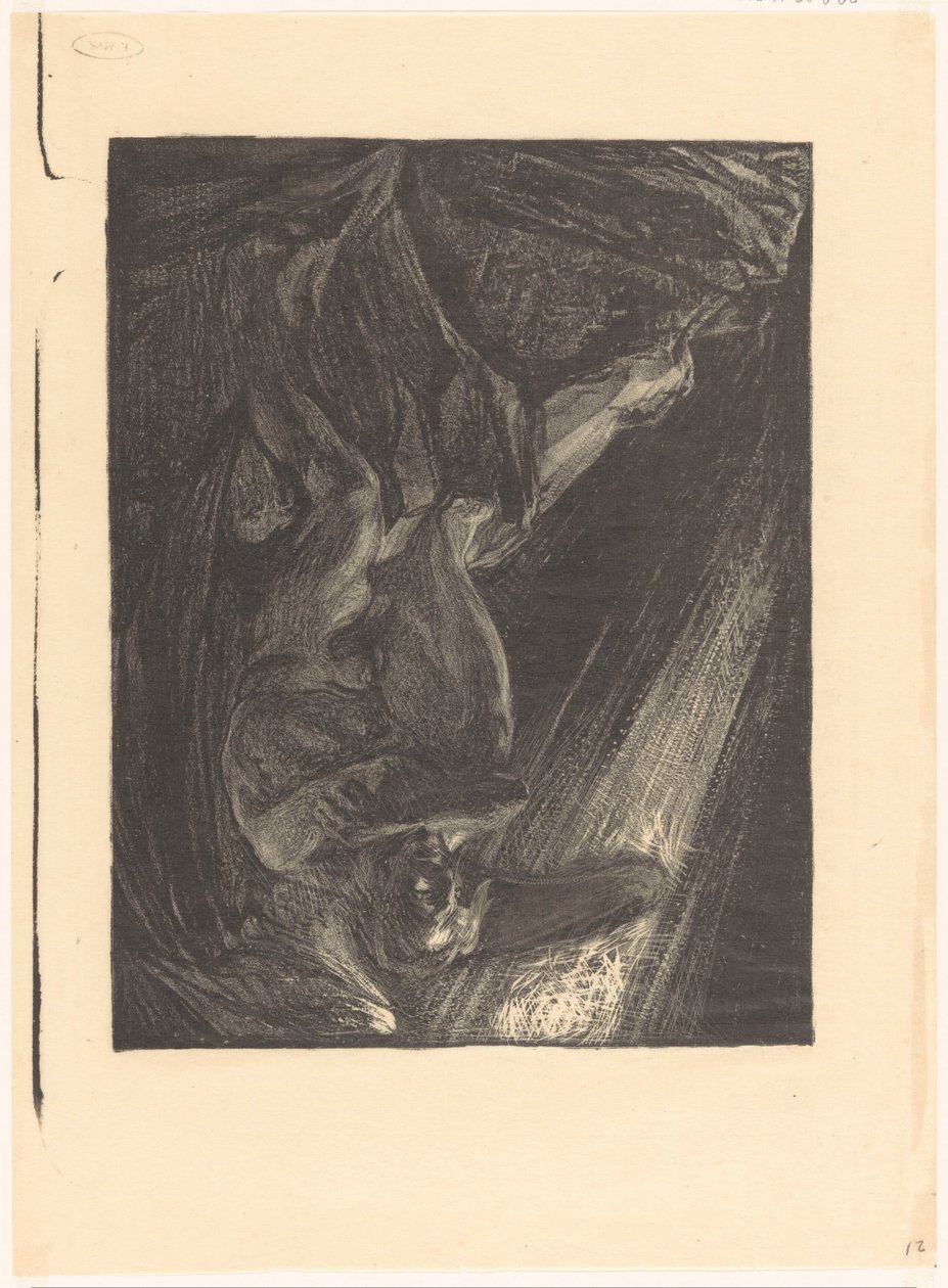 Fallen engel sitter på en stein av Johannes Josephus Aarts