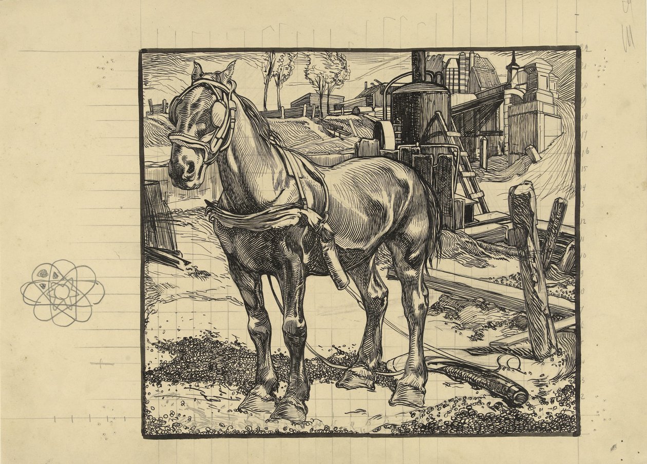 Arbeidshest, hviler av en påledriver av Johannes Josephus Aarts