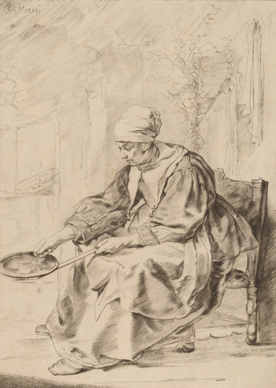 Pannekakekvinne, 1768. av Johannes Kornlein