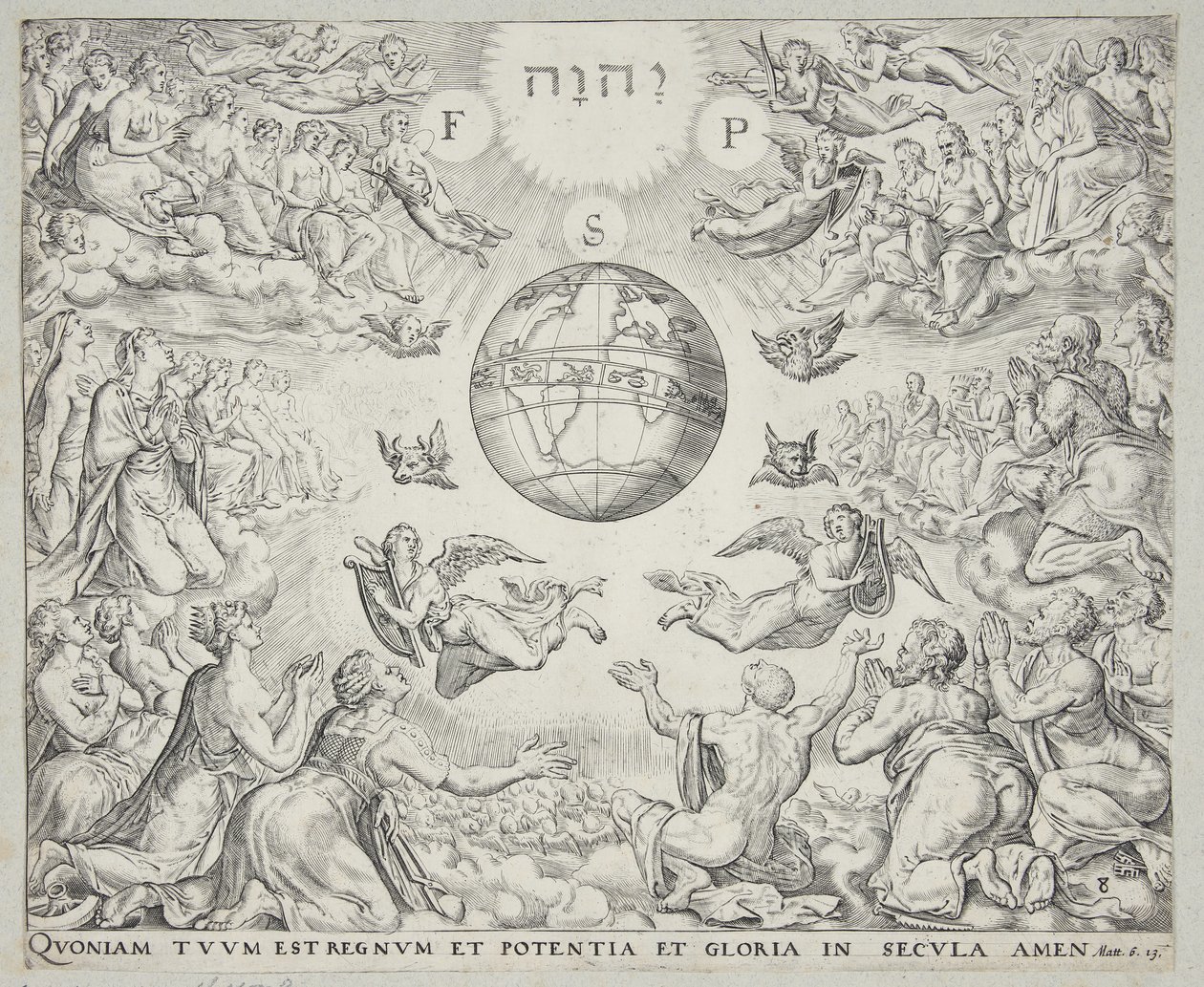 Tilbedelse av treenigheten i himmelen av Johannes Wierix