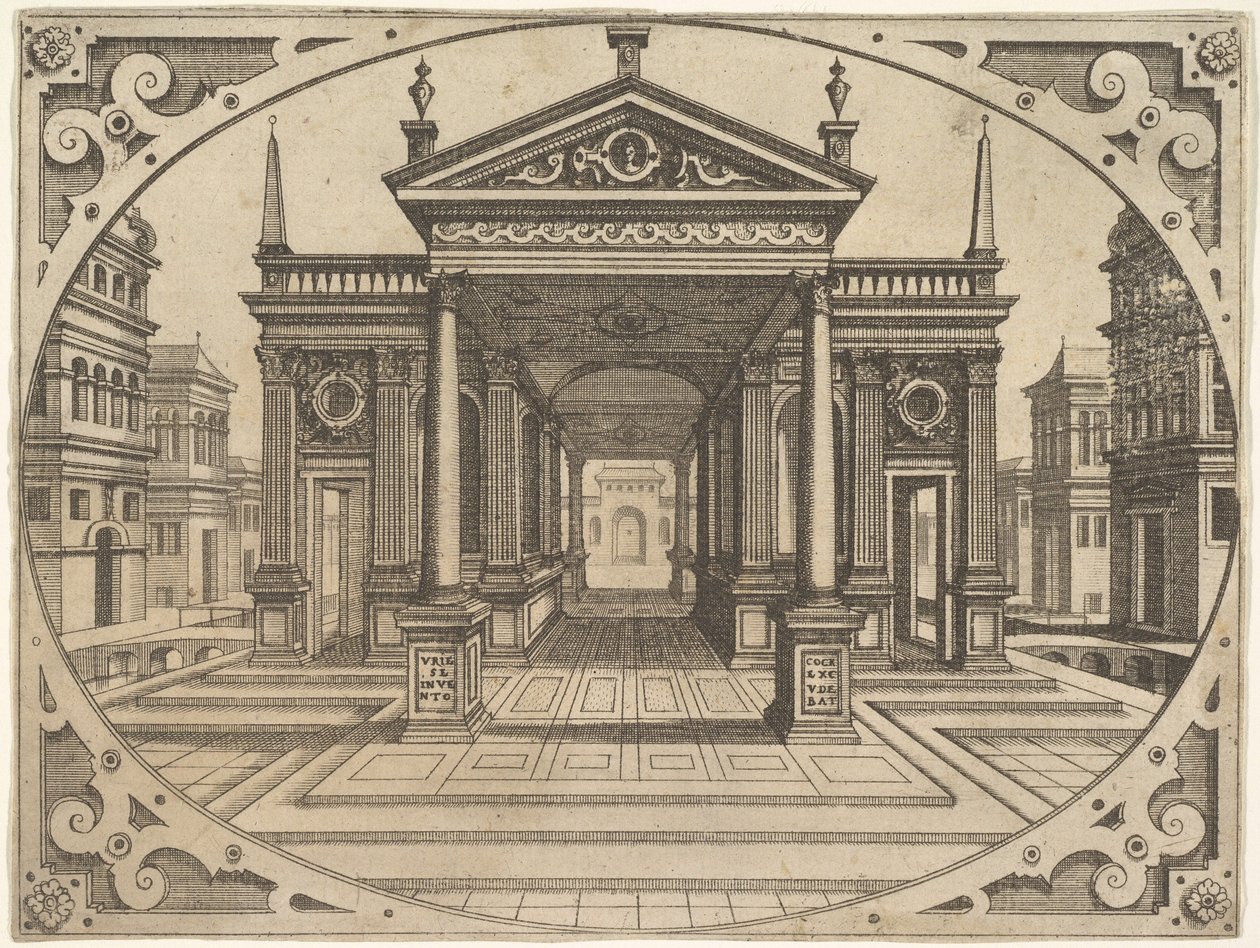 Plate fra Scenographiae..., ca. 1560. av Johannes van Doetecum I
