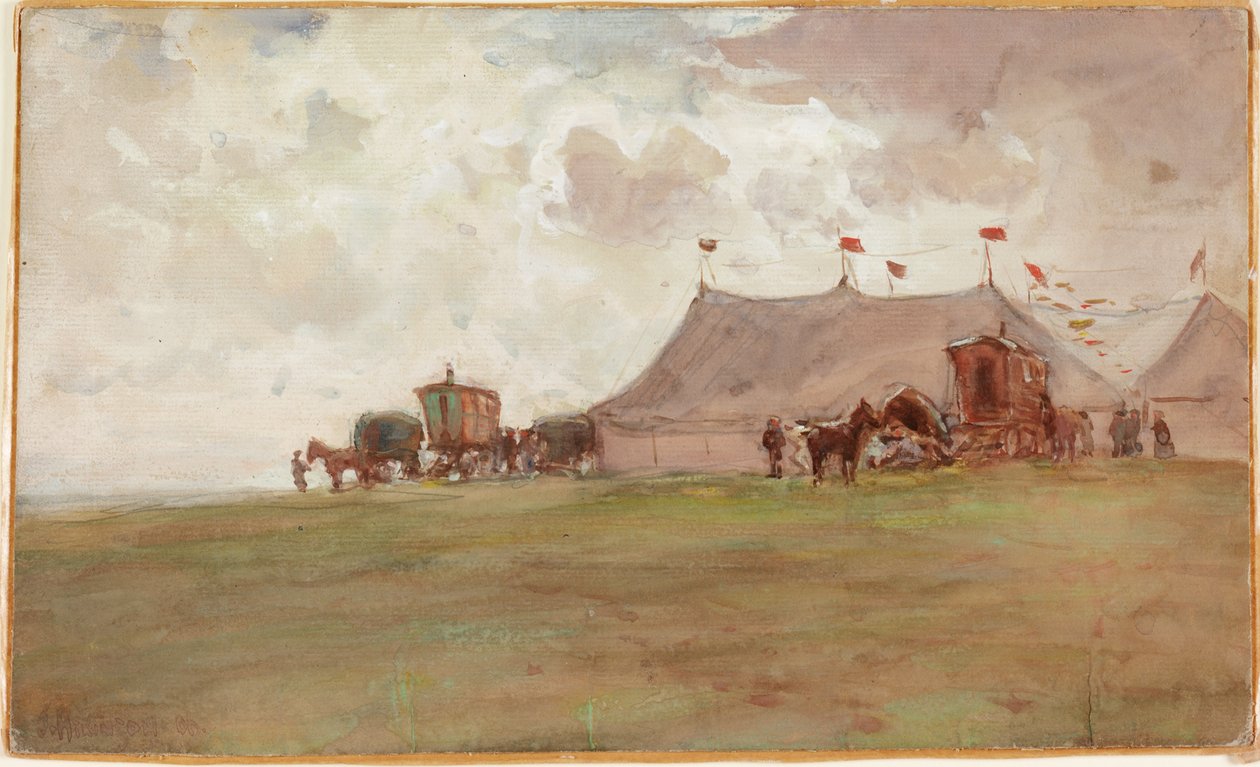 Landskap med telt (kroppsfarge) av John Atkinson