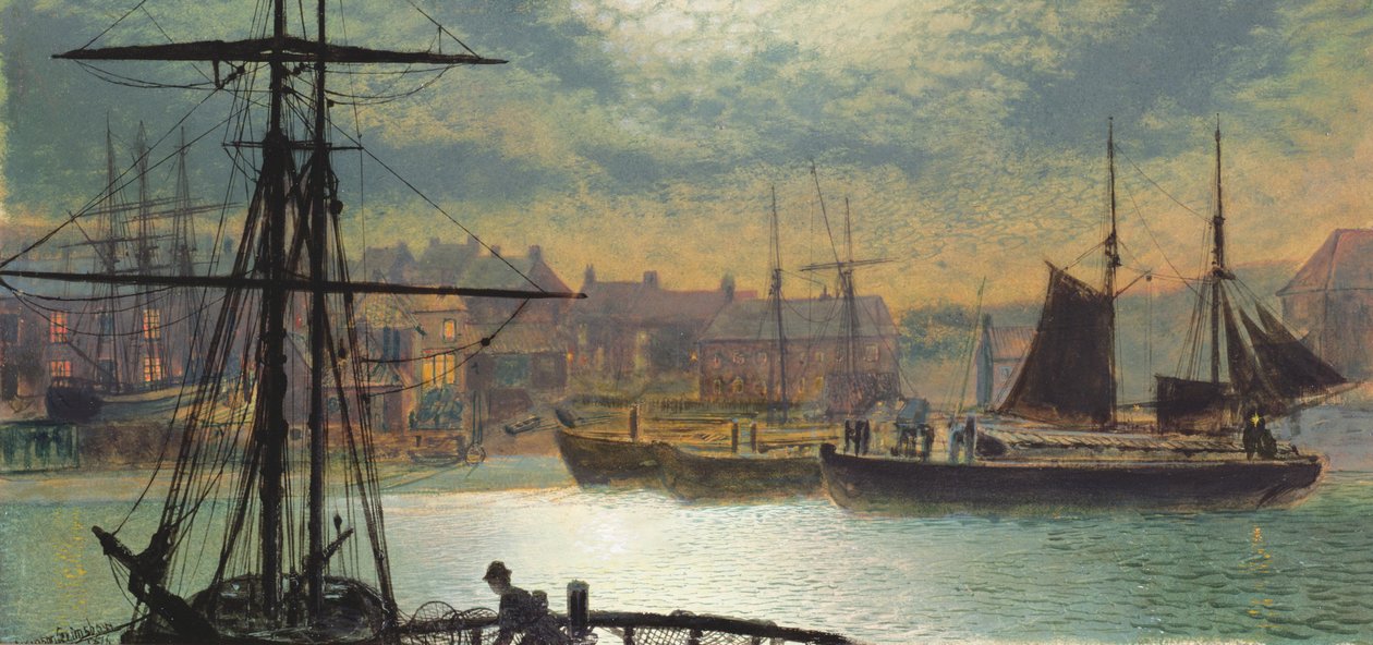 Whitby av Moonlight, 1876 av John Atkinson Grimshaw
