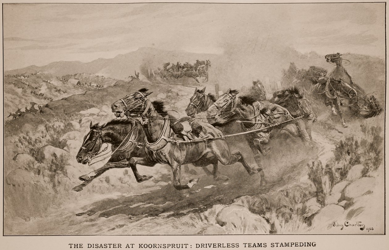 The Disaster at Koornspruit: Driverless Teams Stampeding, 1900 av John Charlton