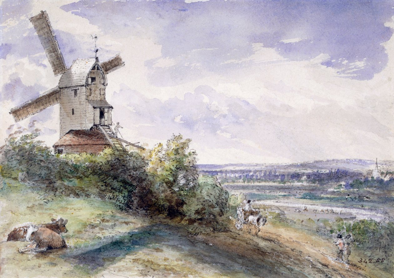 En vindmølle ved Stoke by Nayland, nær Ipswich, Suffolk, 1814 av John Constable