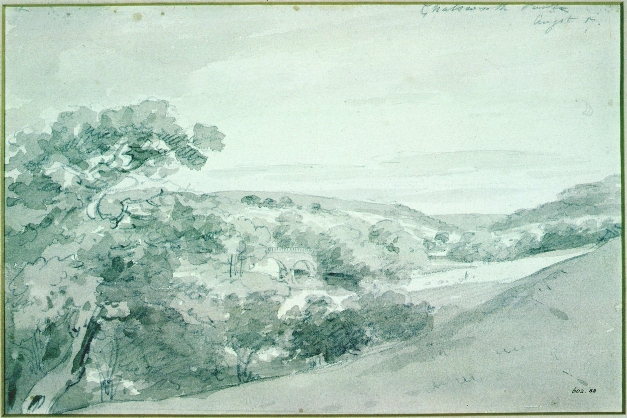 Chatsworth Park, 1801 (blyant- og sepiavask) av John Constable