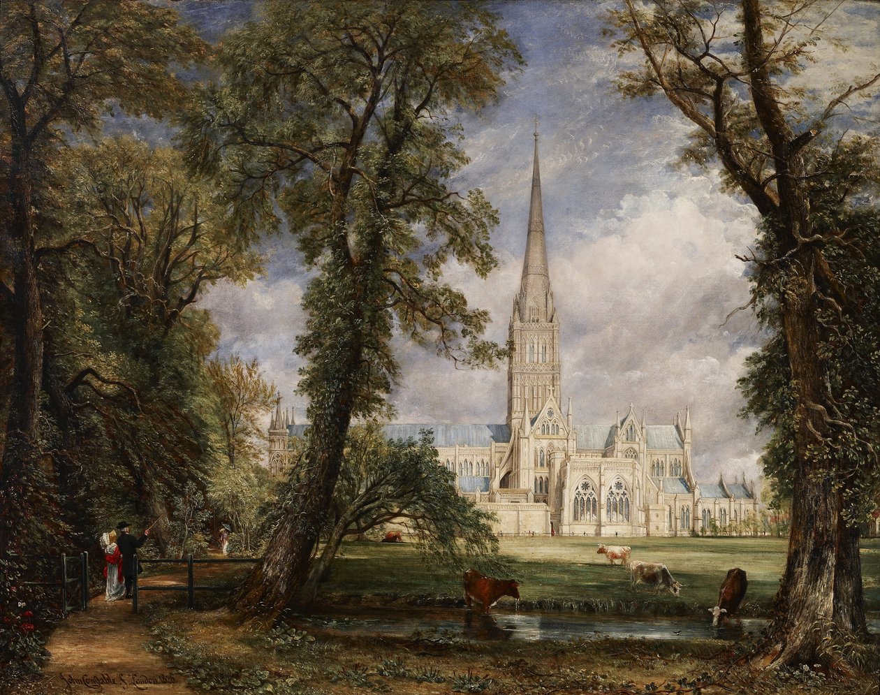 Salisbury katedral fra Bishops Garden av John Constable