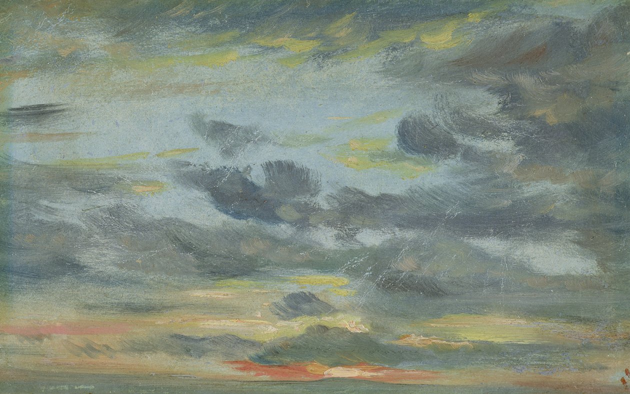 Sky Study, Sunset, 1821-22 (olje på papir) av John Constable