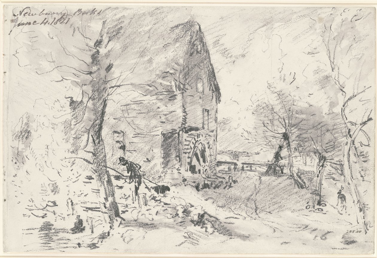 Vannmølle i Newbury (blyant) av John Constable