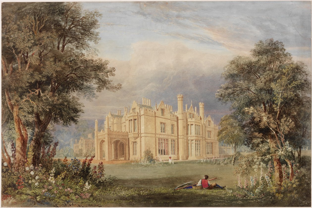 Lilburn Tower, Northumberland (bc, blyant og wc på papir) av John Dobson