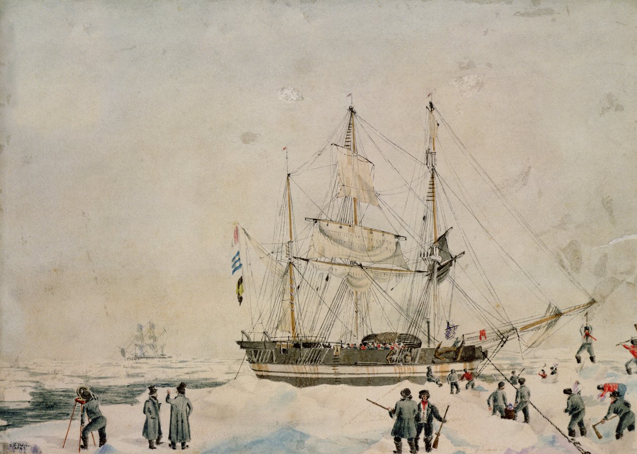 Walking in the Pack, Ross Expedition, 1842 av John Edward Davis