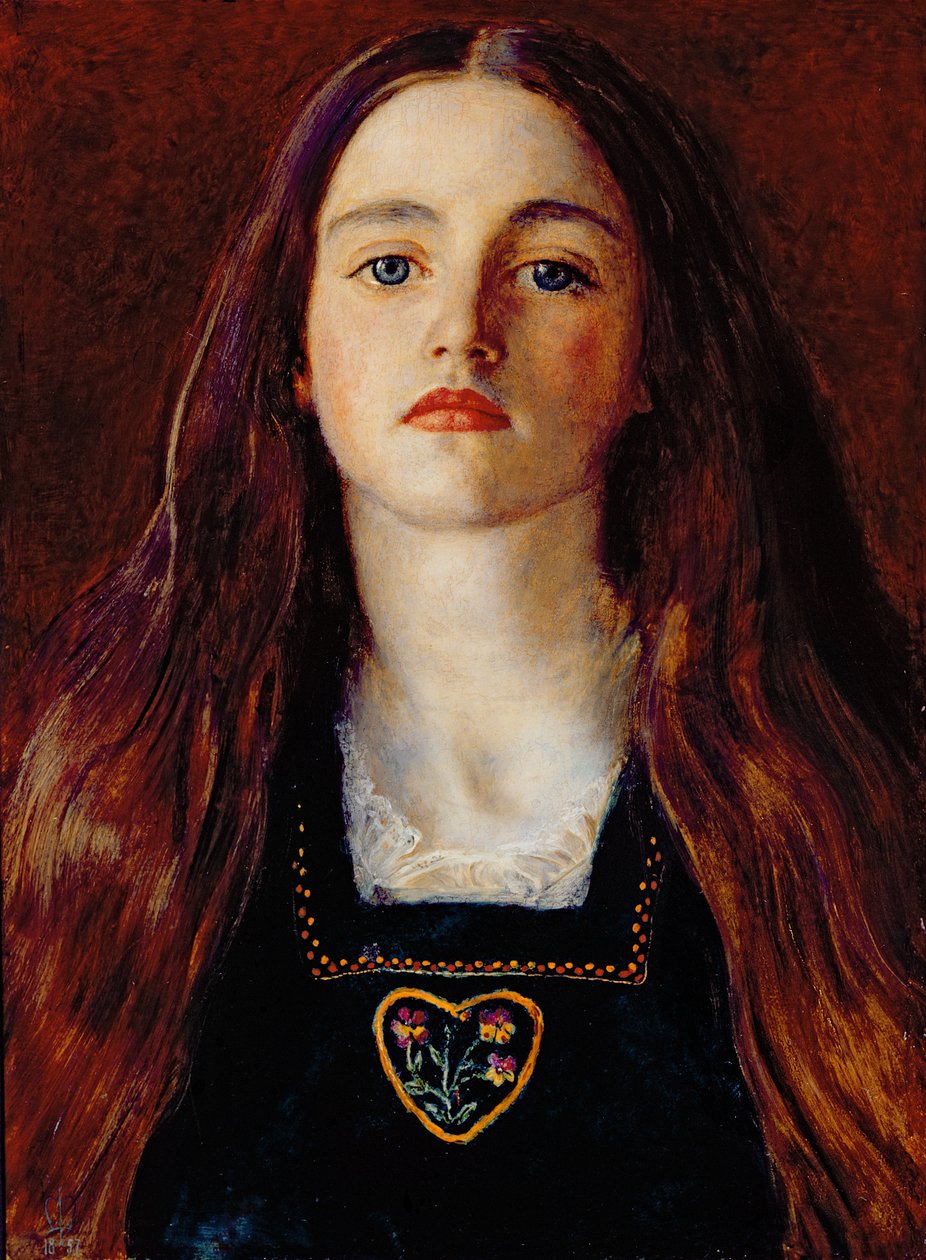 Portrait of a Girl, 1857 (olje på papir lagt over panel) av John Everett Millais