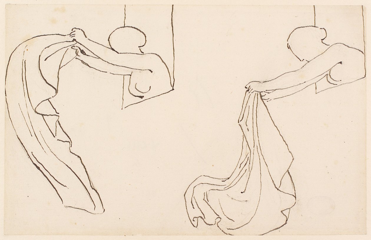 To studier av en jente (blyant, penn og blekk på papir) av John Flaxman