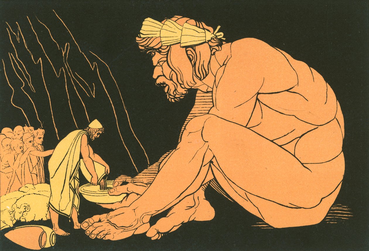 Ulysses gir vin til Polyphemus av John Flaxman