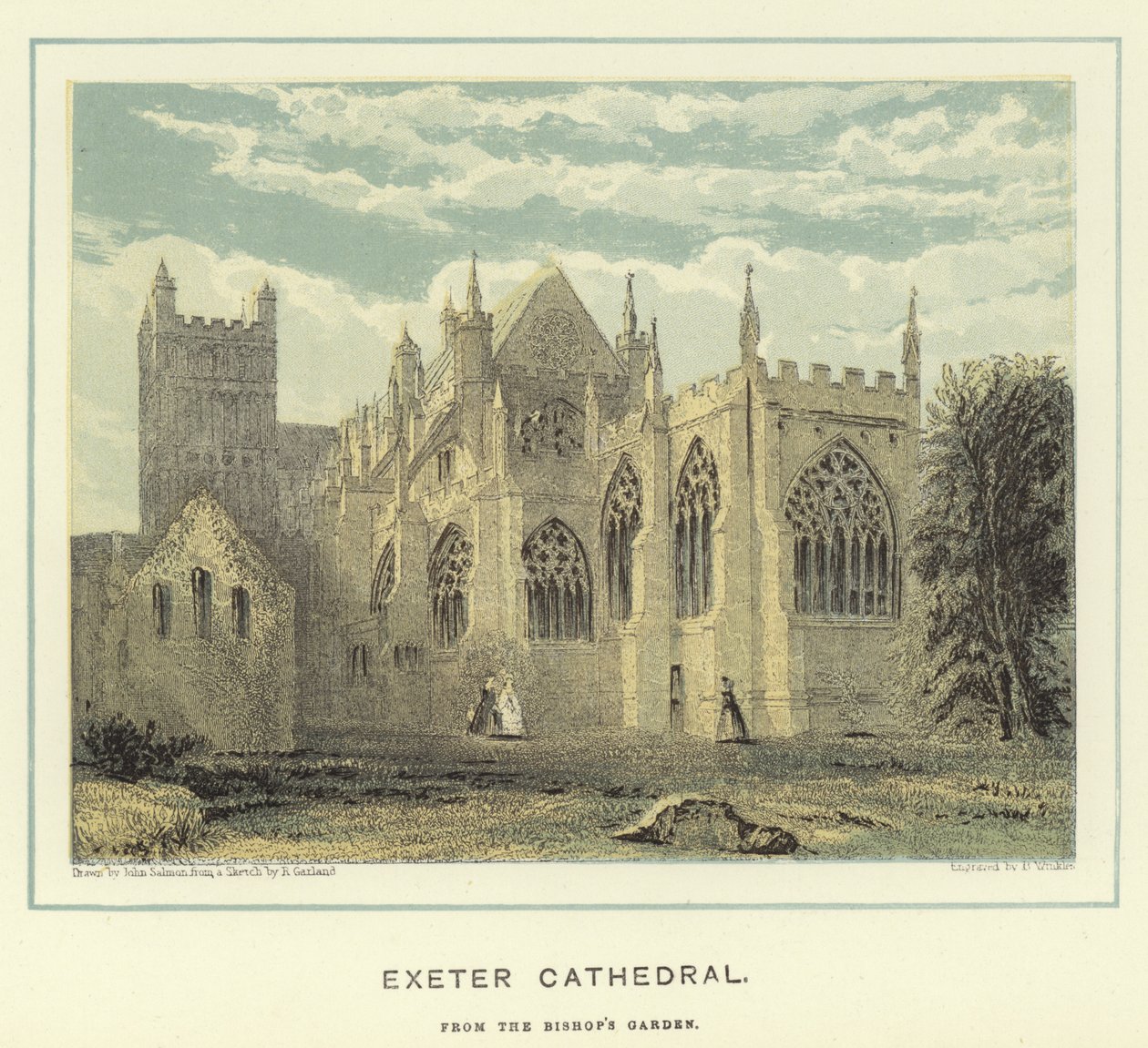 Exeter Cathedral, fra biskopens hage av John Francis Salmon