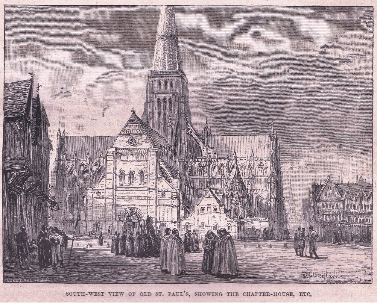 Sørvest-utsikt over gamle St Pauls av John Fulleylove