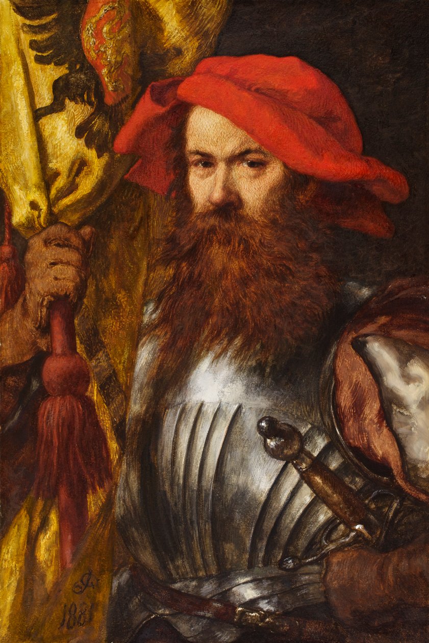 The Standard Bearer, 1881 (wc und gouache på papir) av John Gilbert