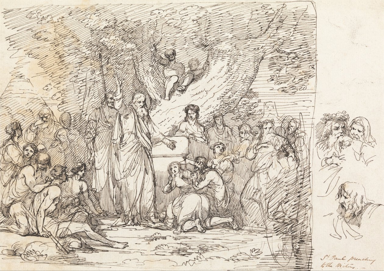 Saint Paul forkynner for britene av John Hamilton Mortimer