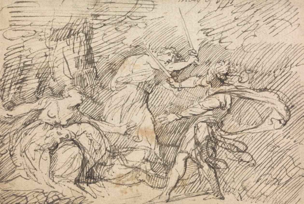 To menn som kjemper før en kvinne av John Hamilton Mortimer