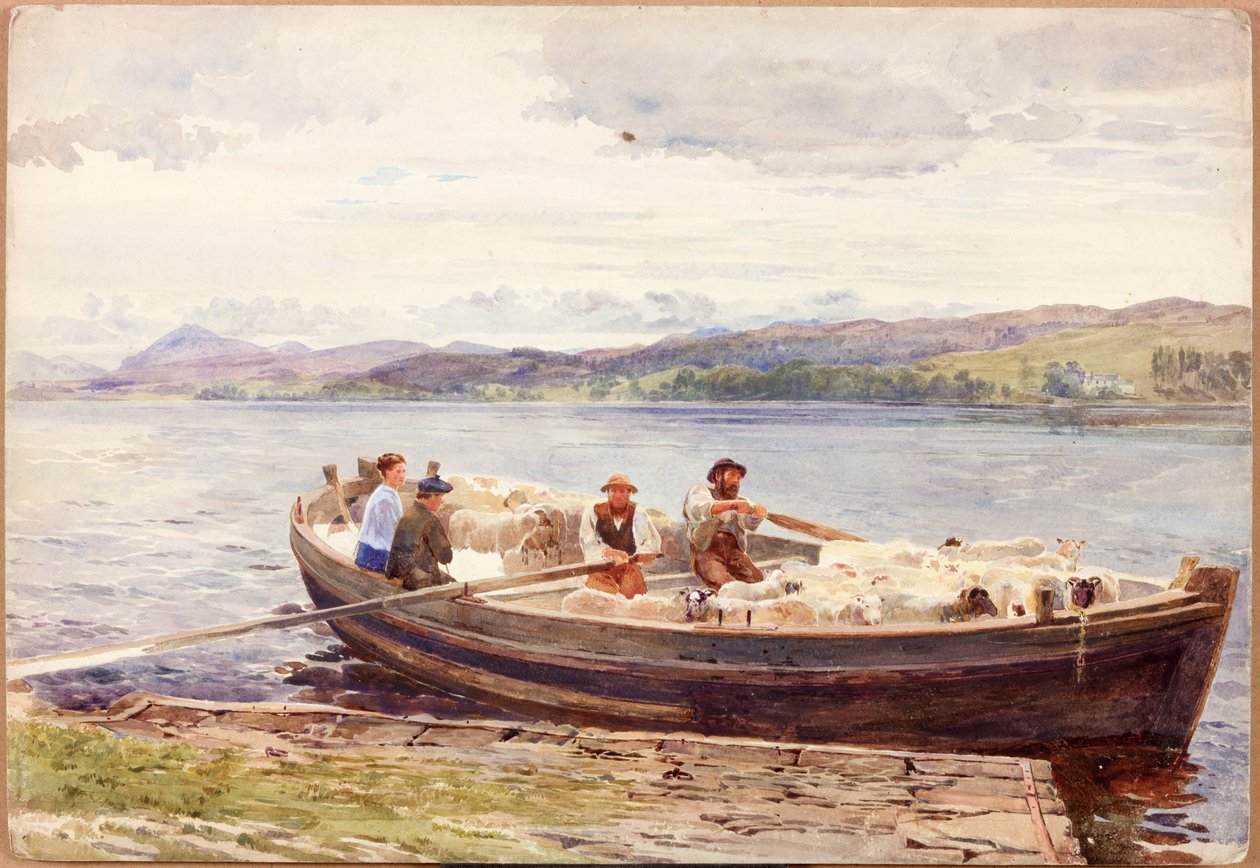 Ferge sauer på en skotsk innsjø av John Isaac Richardson
