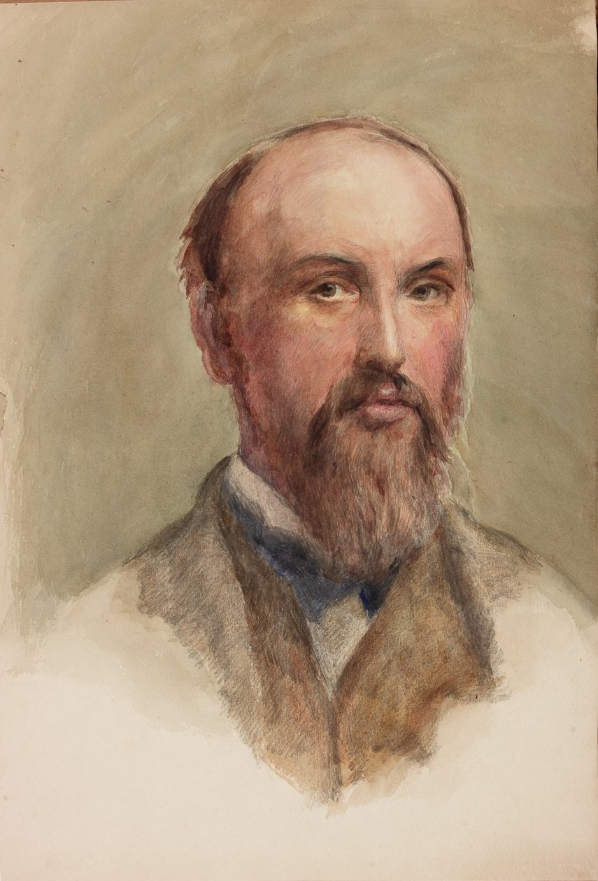 Selvportrett (bc, blyant og wc på papir) av John Isaac Richardson