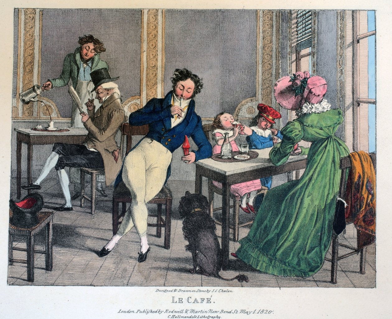Le Cafe, pub. av Rodwell og Martin, 1820 av John James Chalon
