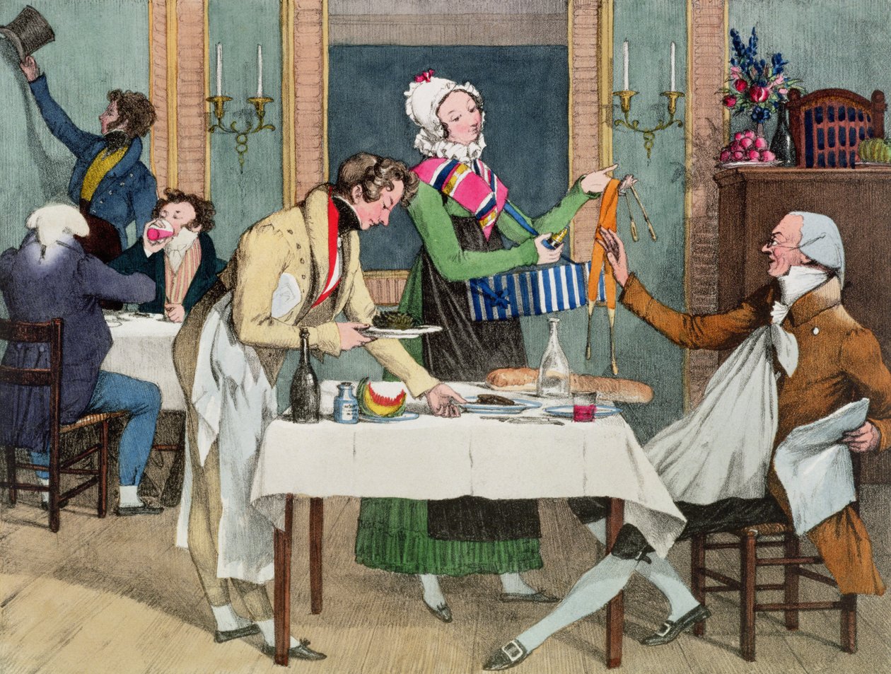 Le Restaurant, pub. av Rodwell og Martin, 1820 av John James Chalon