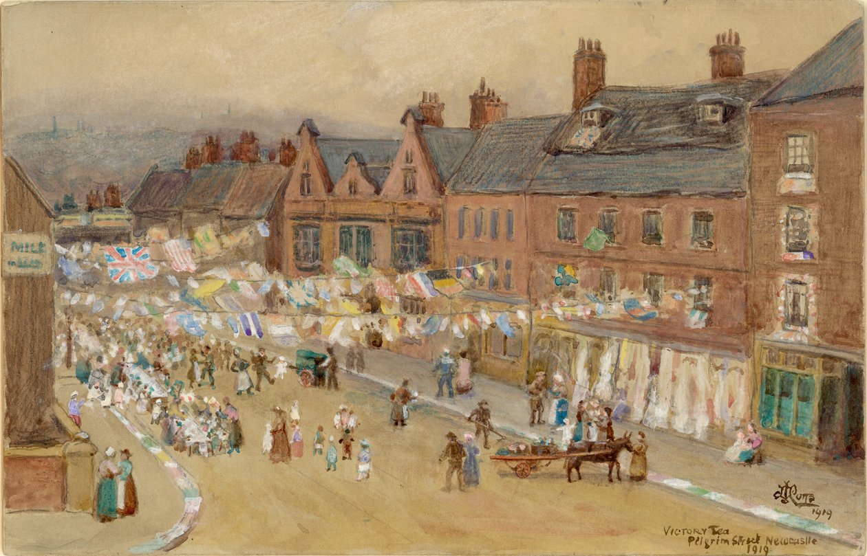 Victory Tea, Pilgrim Street, 1919 (f.Kr., blyant og wc på papir) av John Joseph Potts
