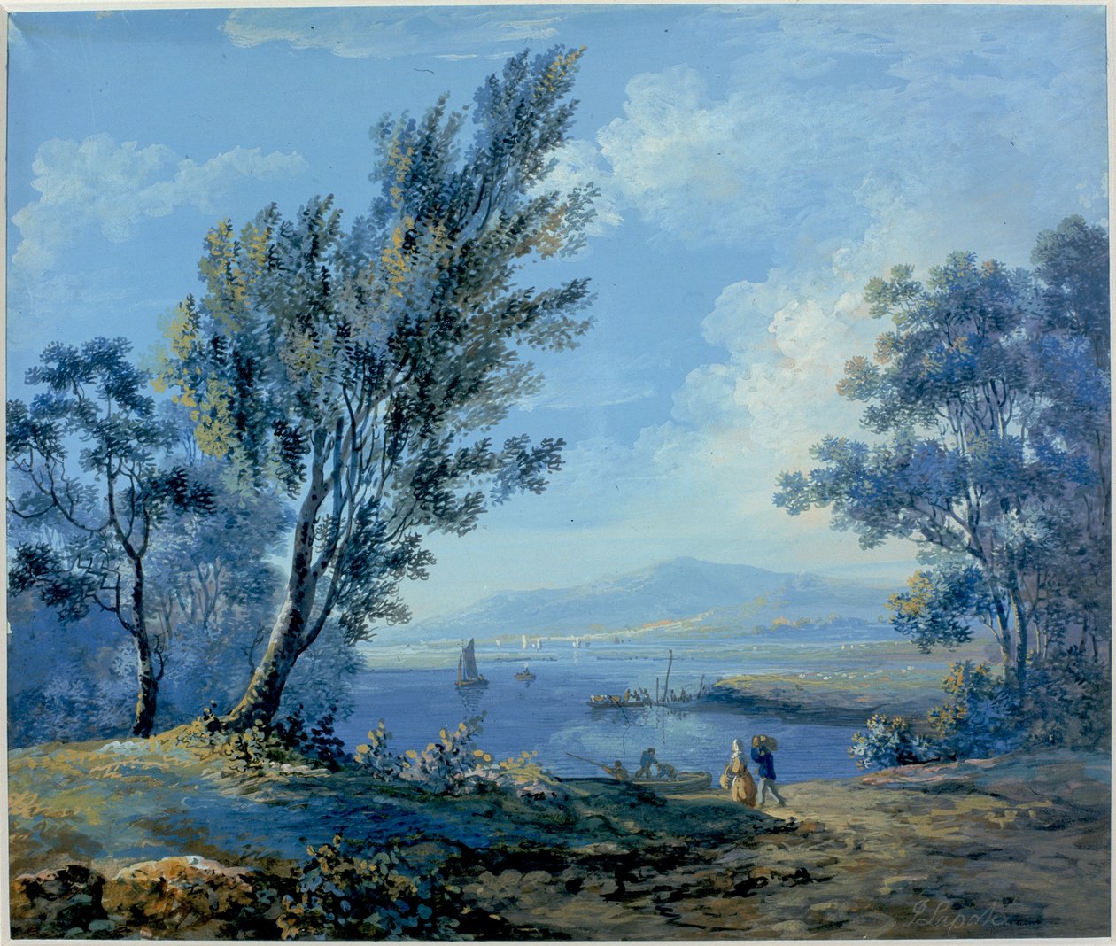 Lake Scene (bc og wc på papir) av John Laporte