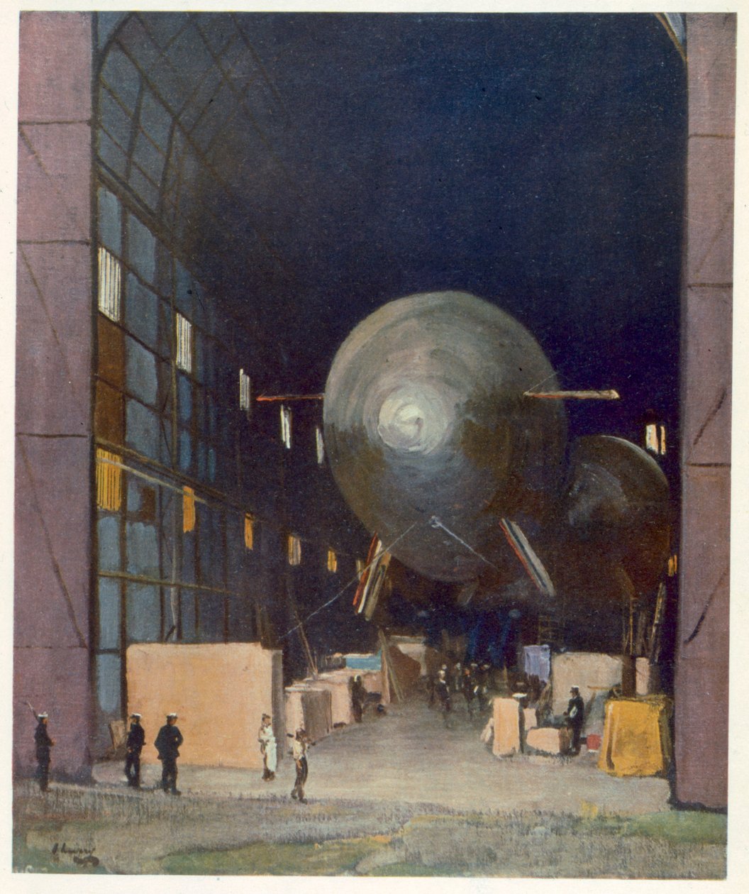 Luftskip, fra britiske artister ved fronten, fortsettelse av vestfronten, 1918 av John Lavery